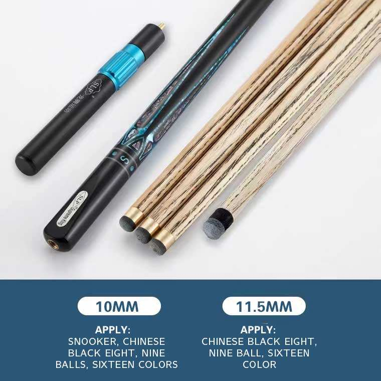 Slp taco de bilhar snooker stick feito à mão concha de abalone embutida 3/4 articulada com extensor e taco de couro bag10mm 11.5mm