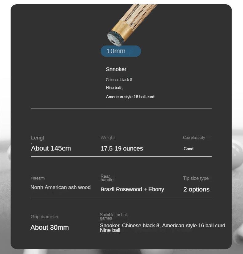 SLP 10mm One Piece Barnwood Black8 Taco de Bilhar Taco De Billar Profissional Snooker Stick