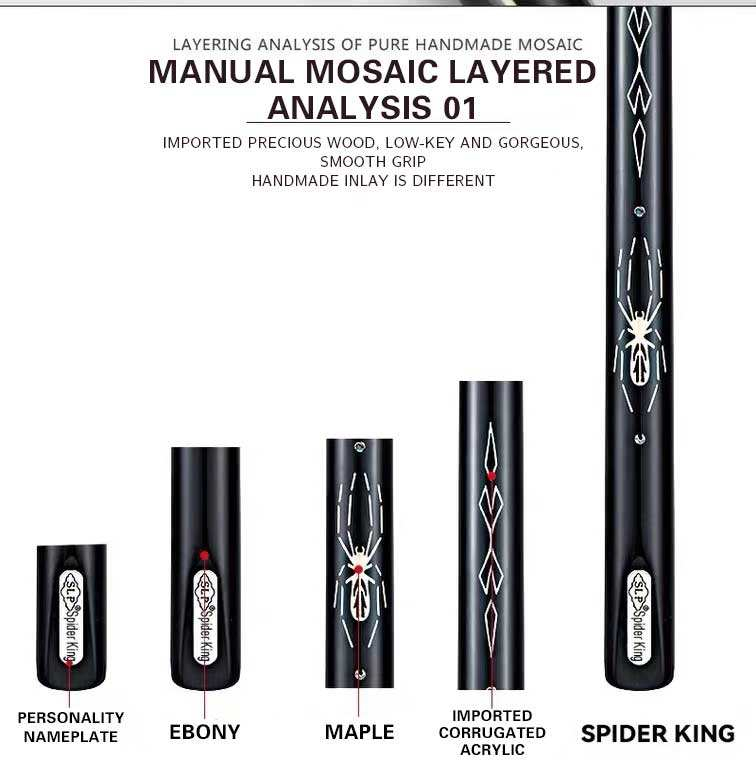 SLP Spider King 10mm 11.5mm Snooker Pool Cue 3/4 Split Cue com Spider Handmade Carving Snooker Cue