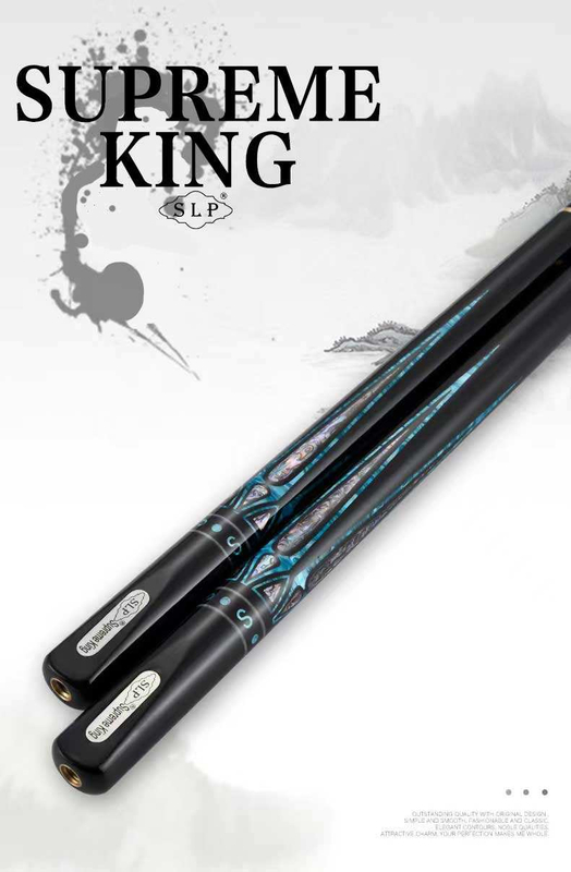 Slp taco de bilhar snooker stick feito à mão concha de abalone embutida 3/4 articulada com extensor e taco de couro bag10mm 11.5mm